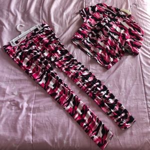 FEATHERS Pink Camo Top and Leggings Set
